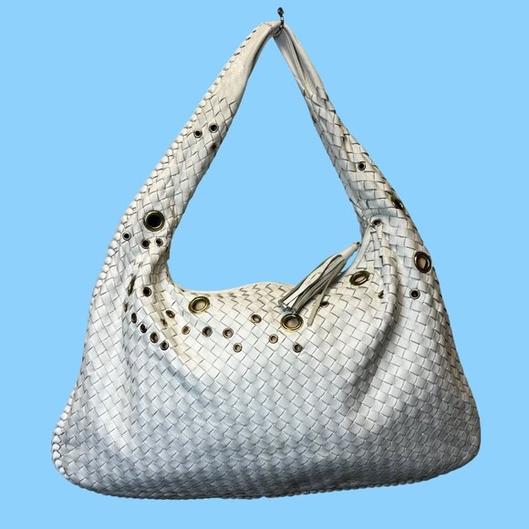 Timmy Woods Handbags - Timmy Woods Beverly Hills Woven Leather Hobo Bag Purse Designer, Shoulder, Zip